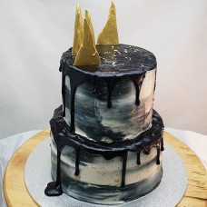 Drip Cake - 2 Tier Buttercream Marble Effect Gold Shards (D,V)